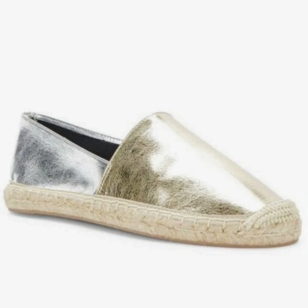 Rebecca Minkoff Gavin Gold Silver Espadrilles Sz 6.5